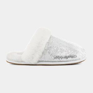 NEW UGG Women Scuffette II Mirror Ball Silver Slippers